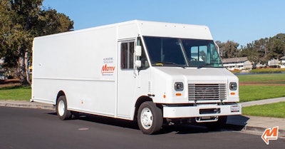 Motiv's medium-duty electric step van sits parked between deliveries.