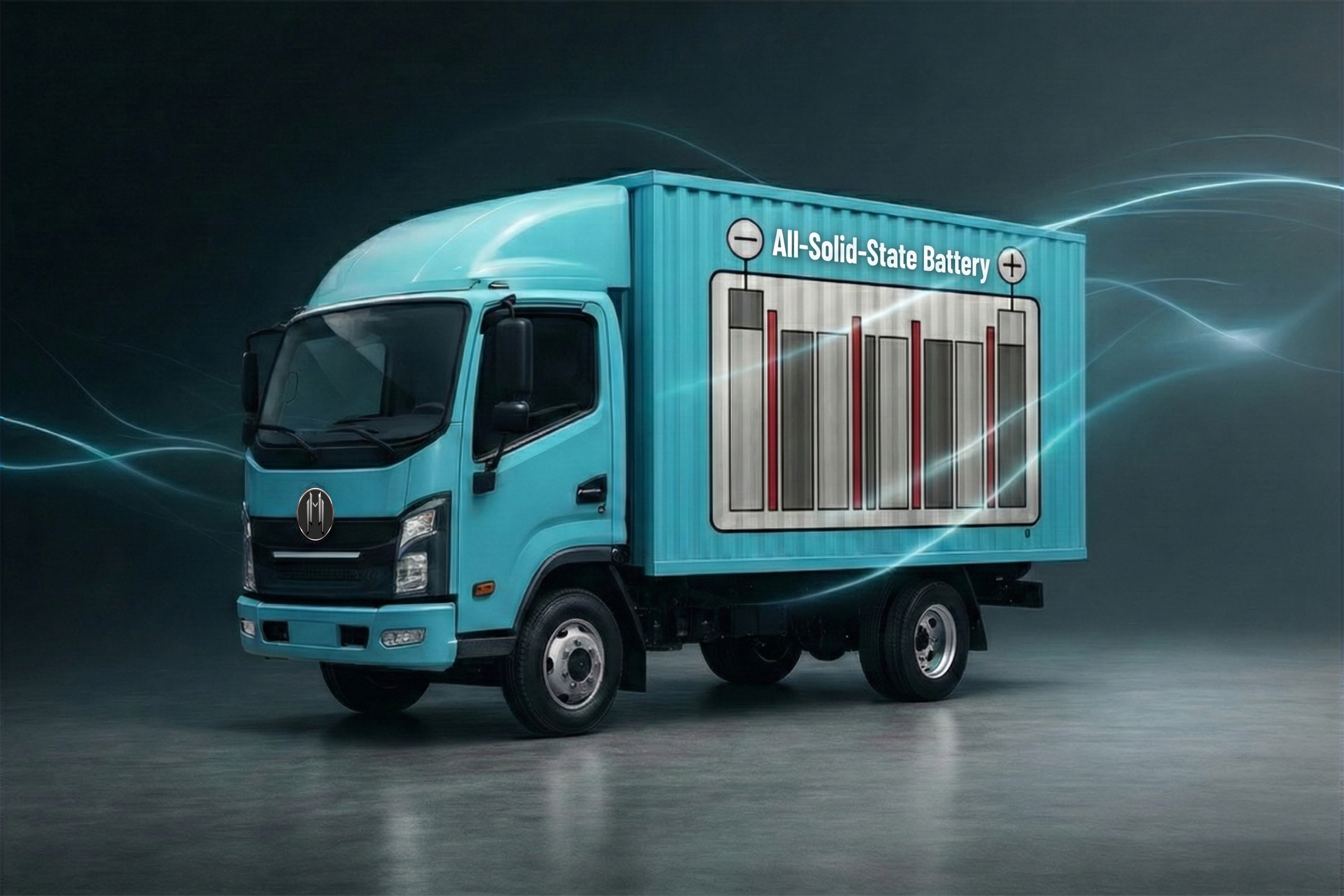 A Horizon Motor battery-electric commercial truck showcasing all-solid-state battery technology.