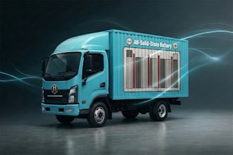 A Horizon Motor battery-electric commercial truck showcasing all-solid-state battery technology.