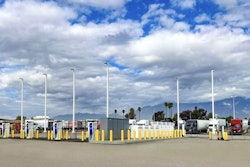 bp pulse's nearly completed medium- and heavy-duty battery-electric truck charging station in Ontario, California.