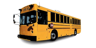 The GreenPower Mega BEAST battery-electric Type D school bus.