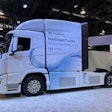 The Hyundai XCIENT hydrogen fuel cell Class 8 semi truck on display at the 2025 Advanced Transportation (ACT) Expo.