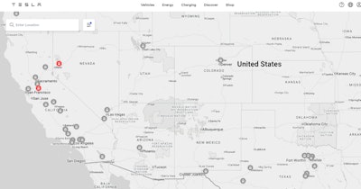 Tesla's proposed West Coast Megacharger sites.