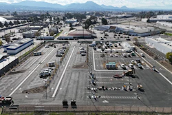 An aerial view of EV Realty's charging hub in San Bernardino, California.