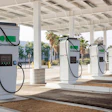 A row of Greenlane chargers at its flagship Colton, California hub.