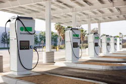 A row of Greenlane chargers at its flagship Colton, California hub.