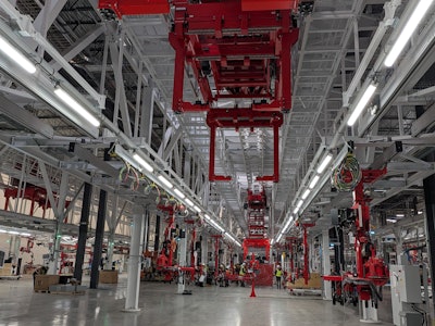 The Tesla Semi production floor assembly line.