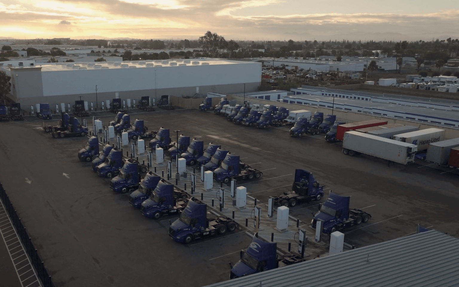 An aerial view of NFI's drayage charging operations in Southern California.