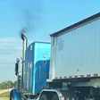 Smoke From Stack On Highway Truck