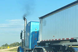 Smoke From Stack On Highway Truck