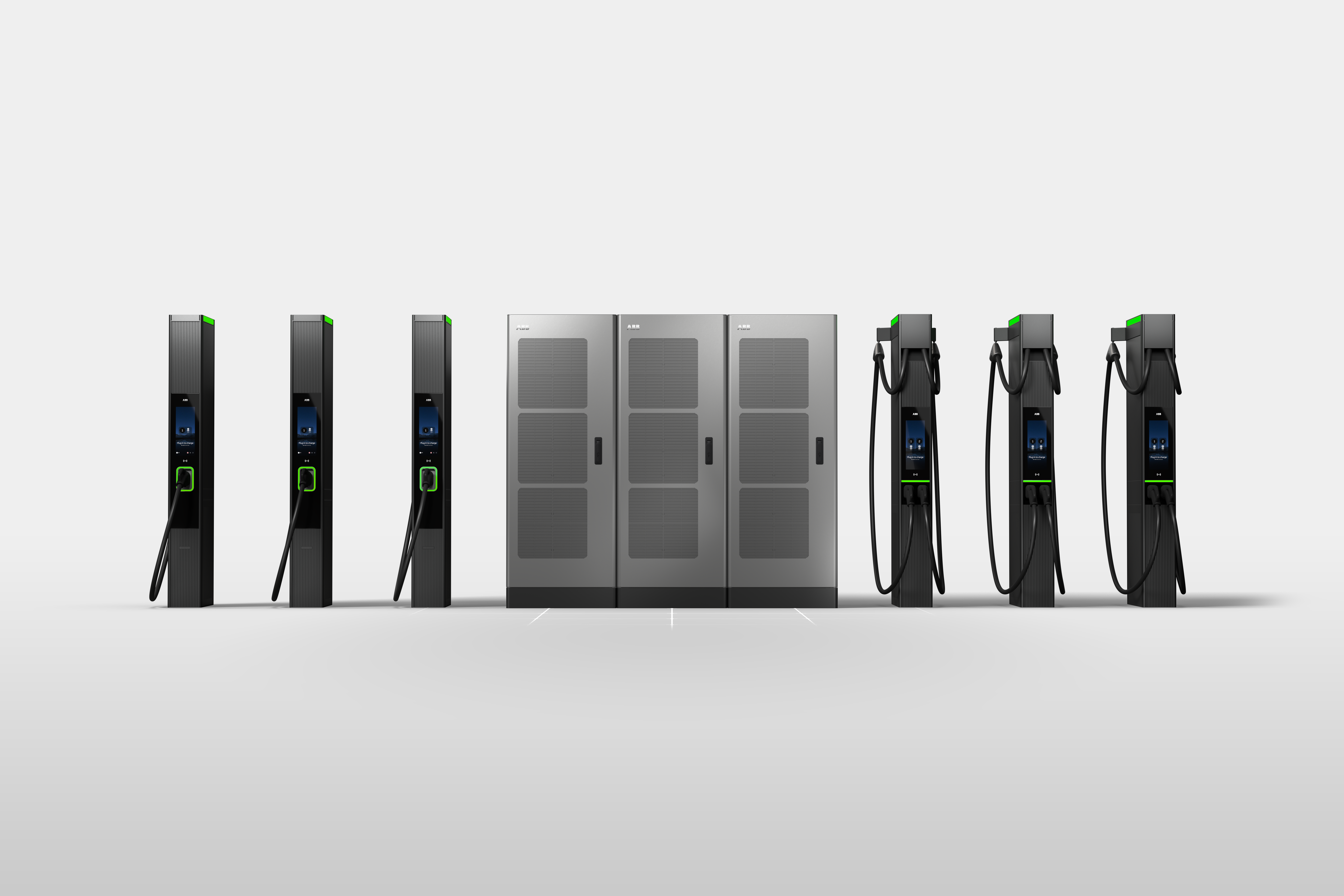 ABB E-mobility's M-Series EV charging platform features a modular split-system design that separates power cabinets from dispensers to improve flexibility, utilization, and site efficiency.