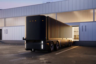 A rendering of Humble's new fully autonomous, cabless, and battery-electric Class 8 semi.