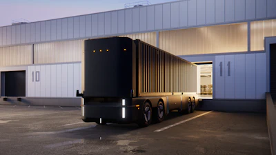 A rendering of Humble's new fully autonomous, cabless, and battery-electric Class 8 semi.