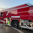 The damaged Boulder Fire-Rescue Rosenbauer RTX after it was recovered by authorities.