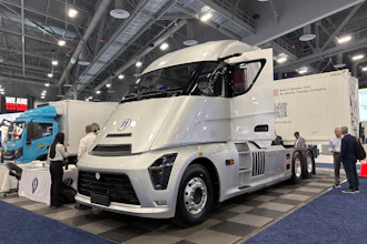 Horizon Motor's battery-electric Class 8 semi, a direct rival to the Tesla Semi, on display at ACT Expo 2026.