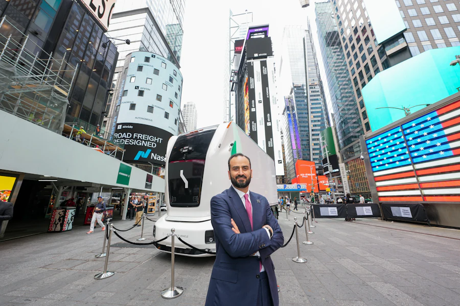 Einride CEO Roozbeh Charli at Nasdaq MarketSite in Times Square