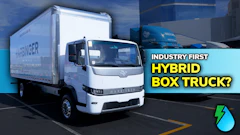 Harbinger Motors' new HC Series hybrid box truck parked outside.