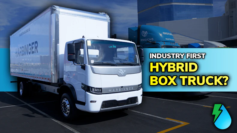 Harbinger Motors' new HC Series hybrid box truck parked outside.