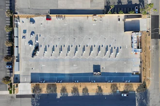 An aerial view of Terawatt's medium- and heavy-duty EV charging hub in Rancho Dominguez, California.