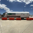 A Hyroad Energy mobile liquid hydrogen refueling station parked in Santa Fe Springs, California.